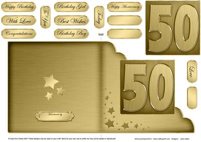 50th Metallic Age Cut and Fold Corner Card