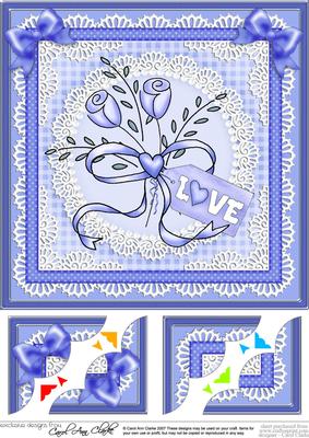 Lovely Roses 8 x 8 Scalloped Corner Topper