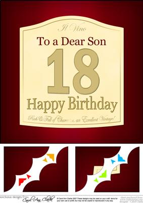 8 x 8 18th Birthday Son Wine Label Scalloped Corner Topper