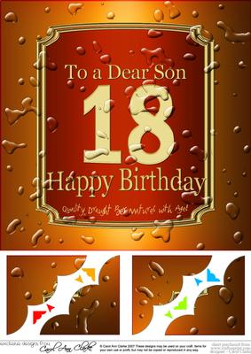 8 x 8 18th Birthday Son Beer Label Scalloped Corner Topper