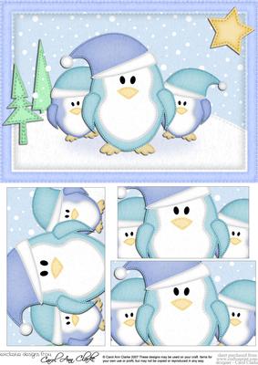 A5 Xmas Penguins Felties Pyramage Topper