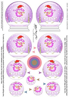 3D Xmas Poodle Snow Globe Shaped Tree Decoration