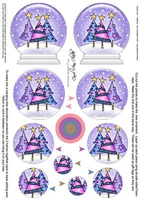 3D Xmas Funky Trees Snow Globe Shaped Tree Decoration