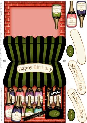 The Little Champagne Shop Shaped Card Decoupage N Greetings
