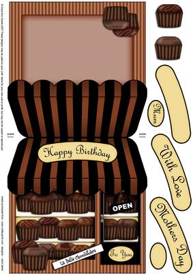 The Little Chocolate Shop Shaped Card Decoupage N Greetings