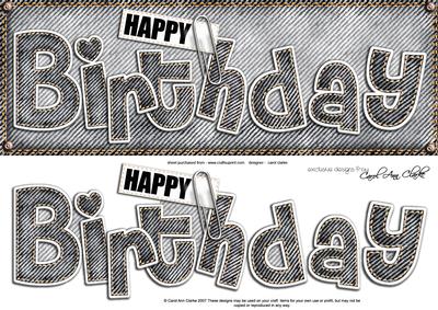Large Dl Happy Birthday Denim Felties Quick Card N 3D Decoup