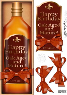 Large Dl Birthday Whisky in a Box Quick Card 3D Decoupage