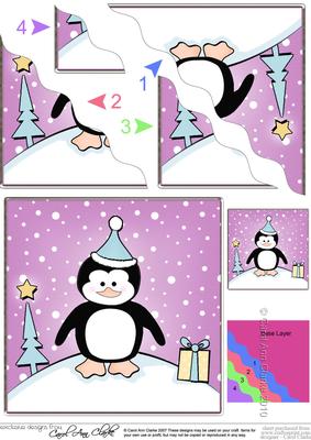 Cute Xmas Penguin Wavy Corner Side Stacker Topper