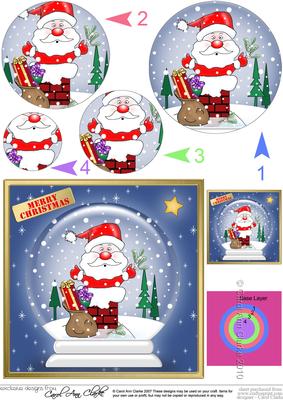Xmas Santa Got Stuck Snowglobe Circle Pyramage Topper