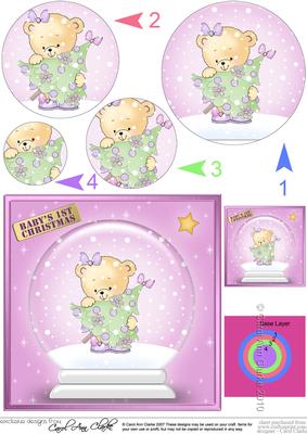 Xmas Rosie's Xmas Tree Snowglobe Circle Pyramage Topper