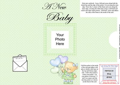 Add a Photo New Baby Girl Card with Easy Fold Frame