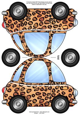 Funky Leopardskin Car Shaped Card