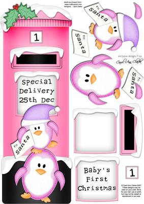 Large Dl Little Penguins Postbox 3D Decoupage