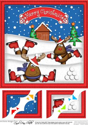 8 x 8 Xmas Rudolph Scalloped Corner Topper