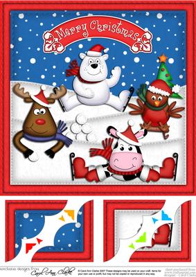 8 x 8 Xmas Festive Friends Scalloped Corner Topper