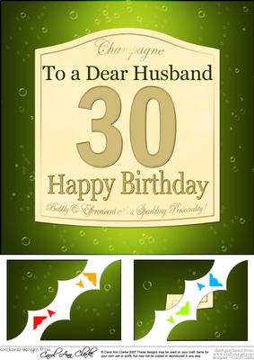 8 x 8 30th Birthday Husband Champagne Label Scalloped Corner