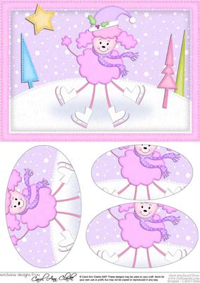 A5 Cute Christmas Poodle Dog Oval Pyramage Topper