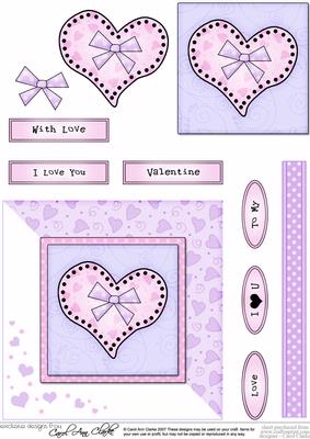 Funky Heart Quick Card with Decoupage