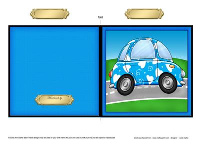Funky Love Bug Car Cut and Fold Card