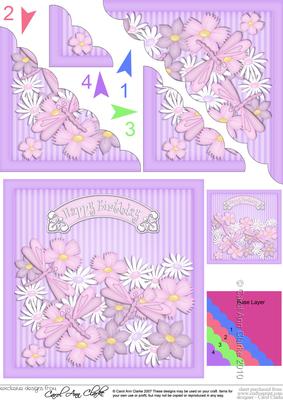 Dragonflies N Flowers Scallop Corner Side Stacker Topper