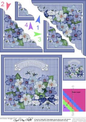 Pretty Violas N Lace Scallop Corner Side Stacker