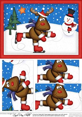 A5 Xmas Skating Rudolph Pyramage Topper