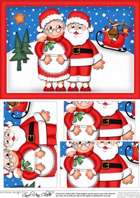 A5 Xmas Mr N Mrs Santa Claus Pyramage Topper