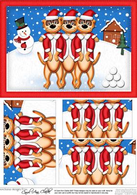 A5 Xmas Meerkats Pyramage Topper
