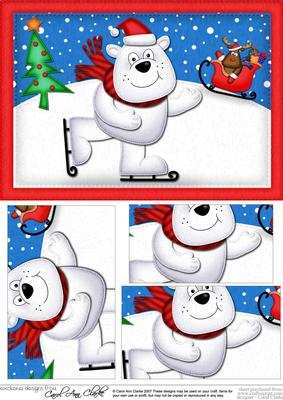 A5 Xmas Skating Ben Polar Bear Pyramage Topper