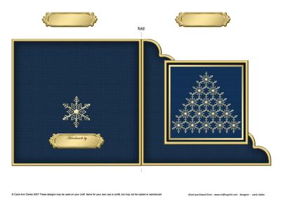 Christmas Snowflake Tree - Cut and Fold Corner Card 