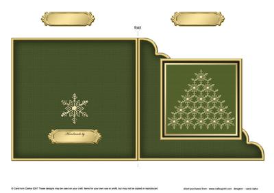 Christmas Snowflake Tree - Cut and Fold Corner Card 
