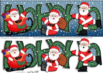 Large Dl Xmas Hohoho Santa Quick Card with 3D Decoupage