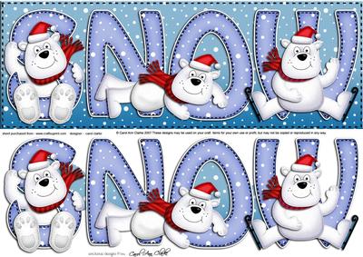 Large Dl Xmas Snow Ben Polar Bear Quick Card N 3D Decoupage