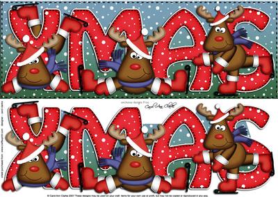 Large Dl Xmas Rudolph Quick Card with 3D Decoupage