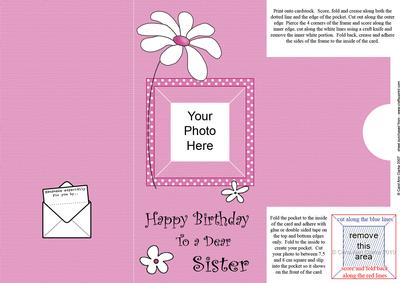 Add a Photo Daisy Birthday Sister with Easy Fold Frame