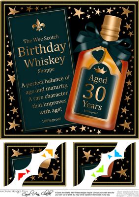 8 x 8 30th Birthday Whisky Scalloped Corner Topper