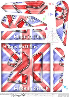 Flying the Flag Uk 21st Birthday Fan Pyramage Topper