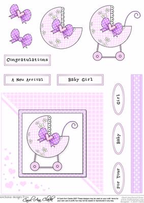 New Baby Girl Quick Card with Decoupage