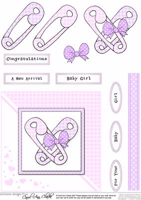 New Baby Girl Quick Card with Decoupage