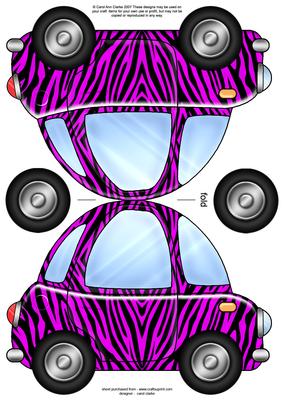Funky Car Zebra Striped Shaped Card