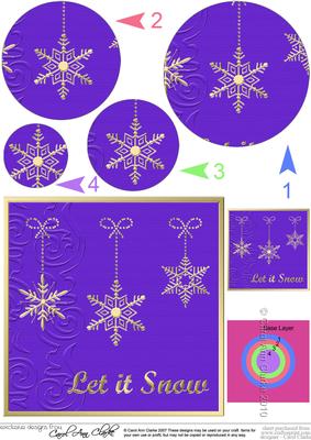 Xmas Snowflakes Quick Card with Circle Pyramage Topper