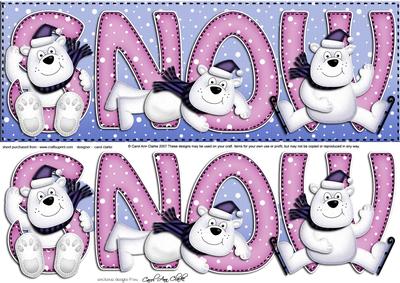 Large Dl Xmas Snow Ben Polar Bear Quick Card N 3D Decoupage