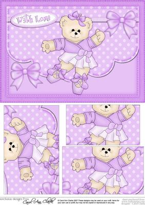 A5 Cute Ballerina Bear Pyramage Topper