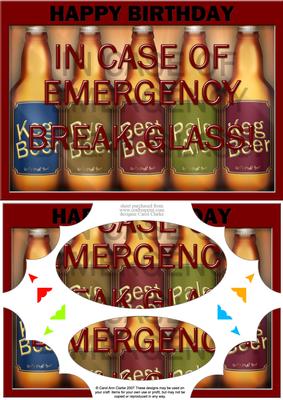 A5 Beer Emergency Fun Novelty Scallop Corners and Pyramage
