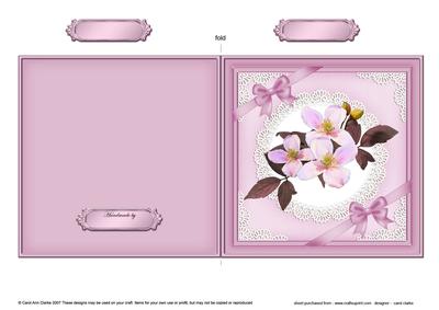 Clematis and Lace Cut and Fold Card