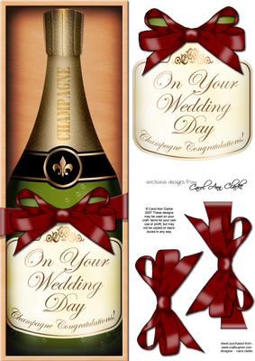 Large Dl Wedding Champers in a Box Quick Card 3D Decoupage