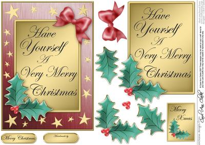 Elegant Christmas Greeting Quick Card with 3D Decoupage