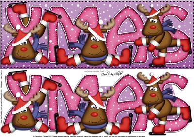 Large Dl Xmas Rudolph Quick Card with 3D Decoupage