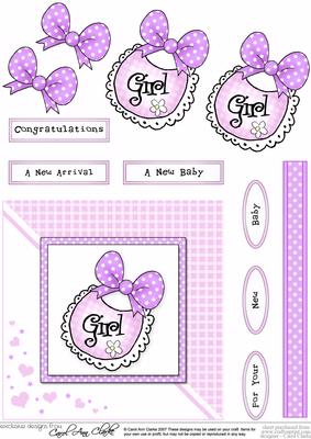 New Baby Girl Quick Card with Decoupage