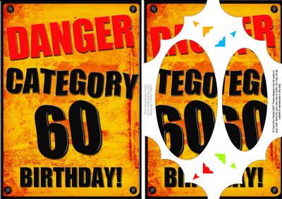 A5 Fun Novelty 60th Birthday Scallop Corners and Pyramage